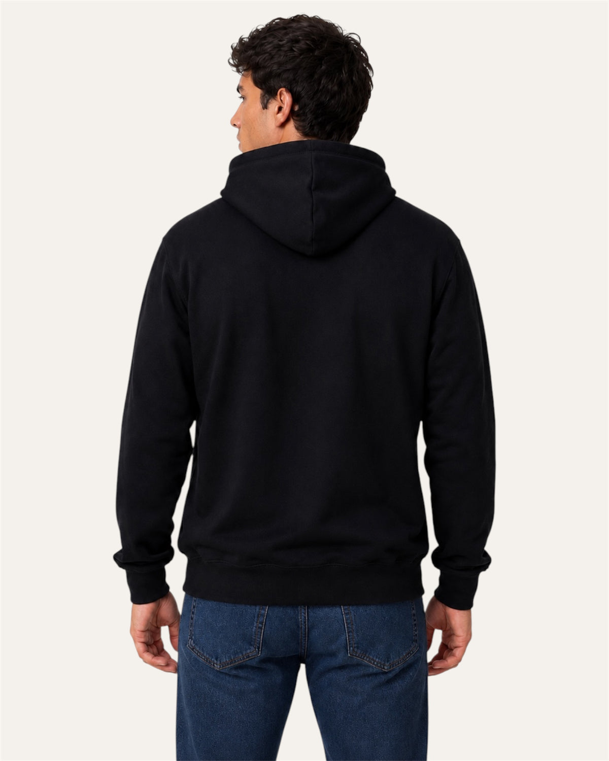 [men] black fleece hoodie