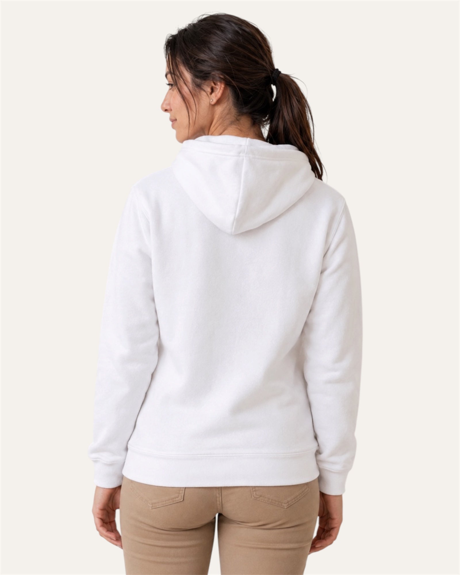 [women] White fleece hoodie
