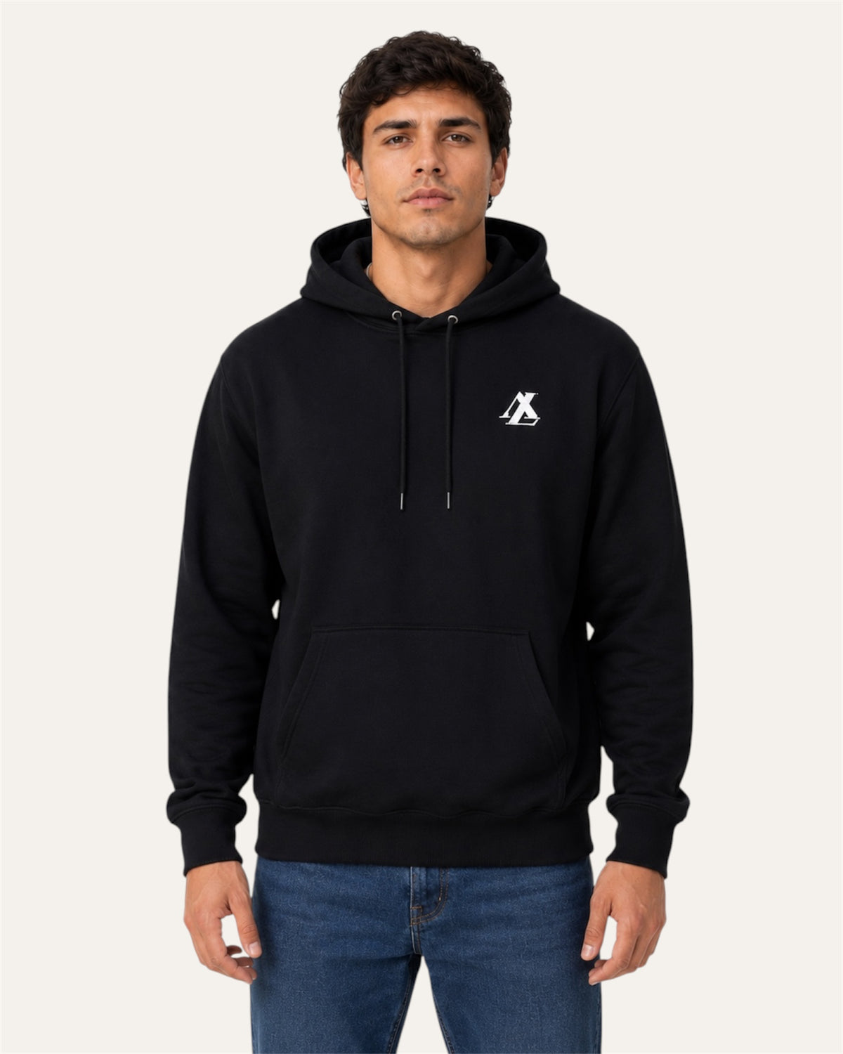 [men] black fleece hoodie