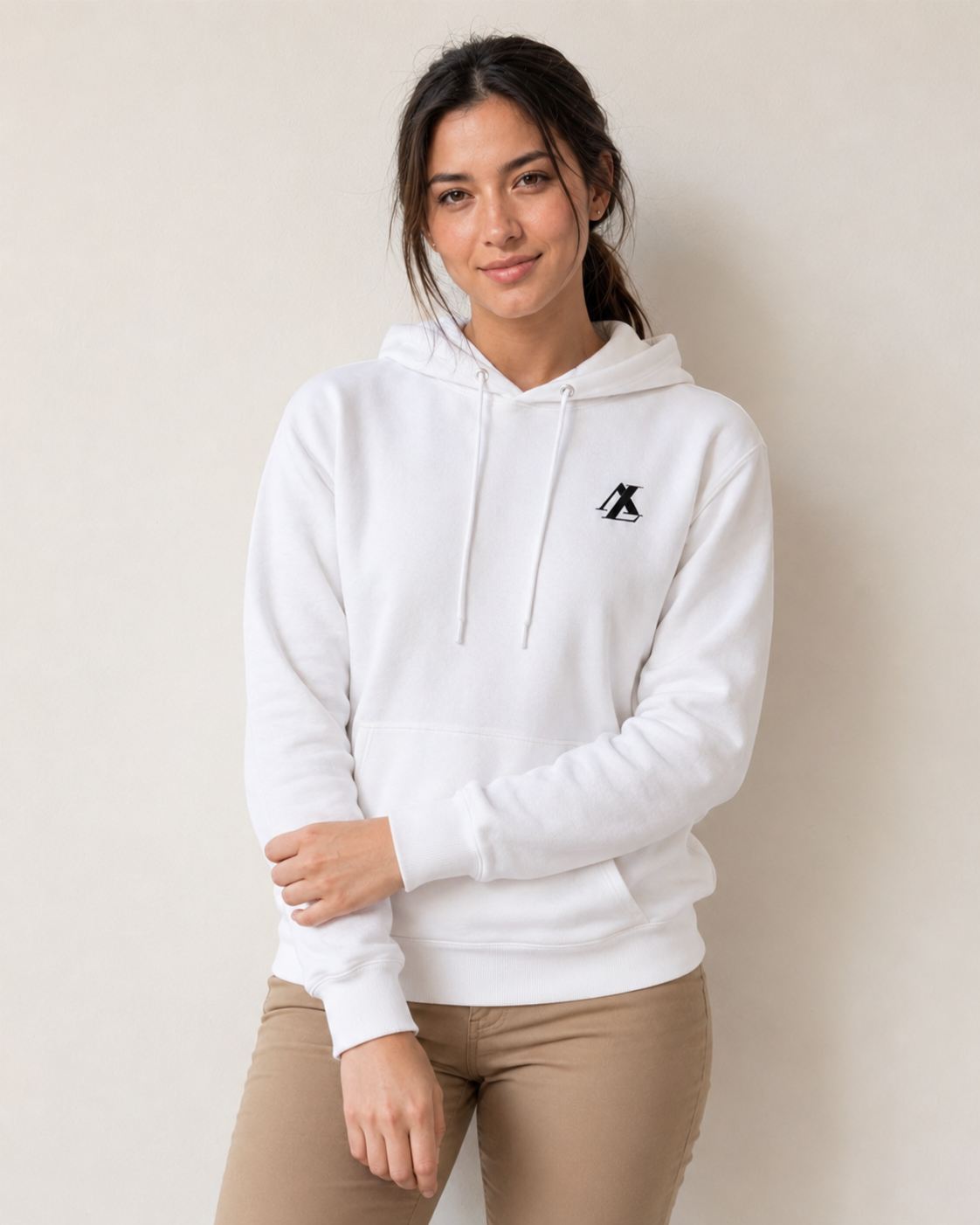 [women] White fleece hoodie