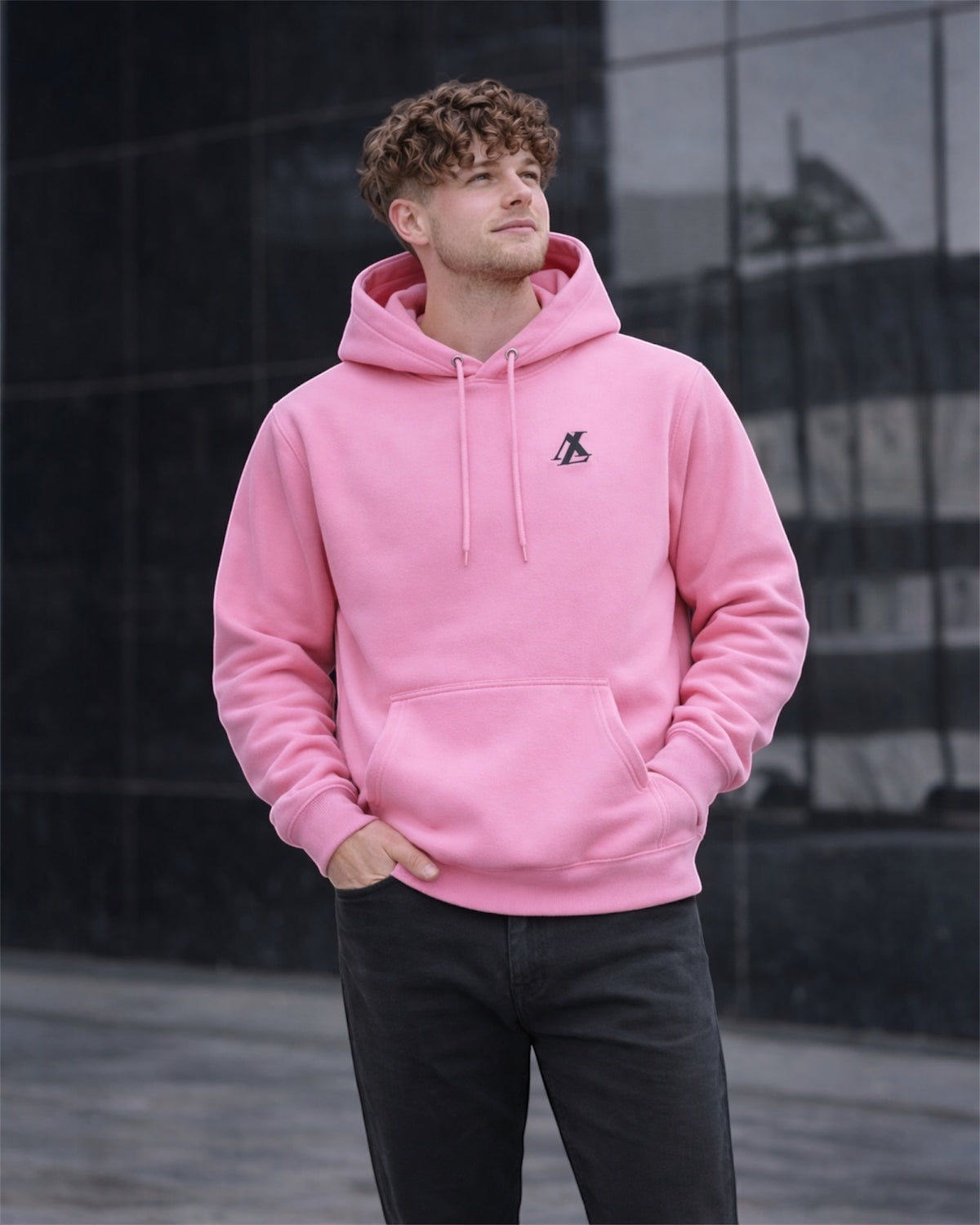 [men] Candy Pink Fleece Hoodie