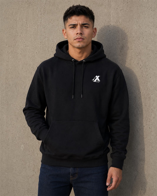 [men] black fleece hoodie