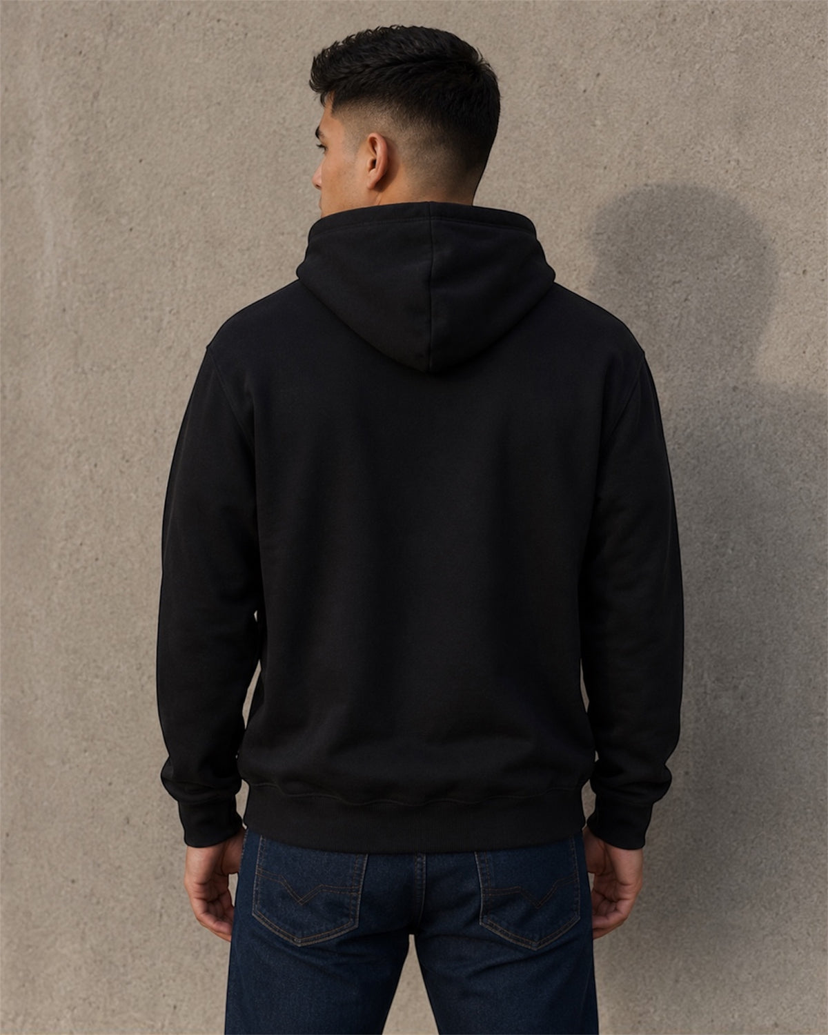 [men] black fleece hoodie