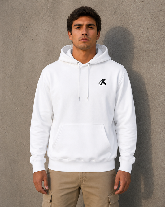 [men] White fleece hoodie