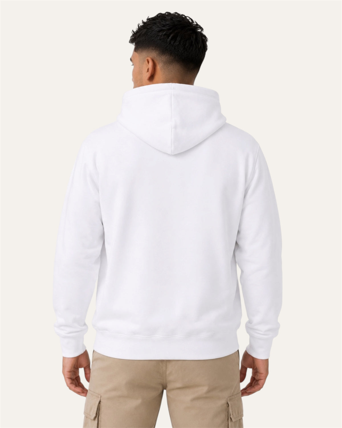 [men] White fleece hoodie