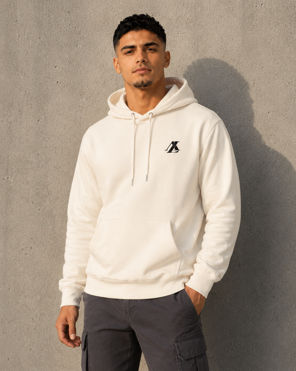 [men] Natural fleece hoodie