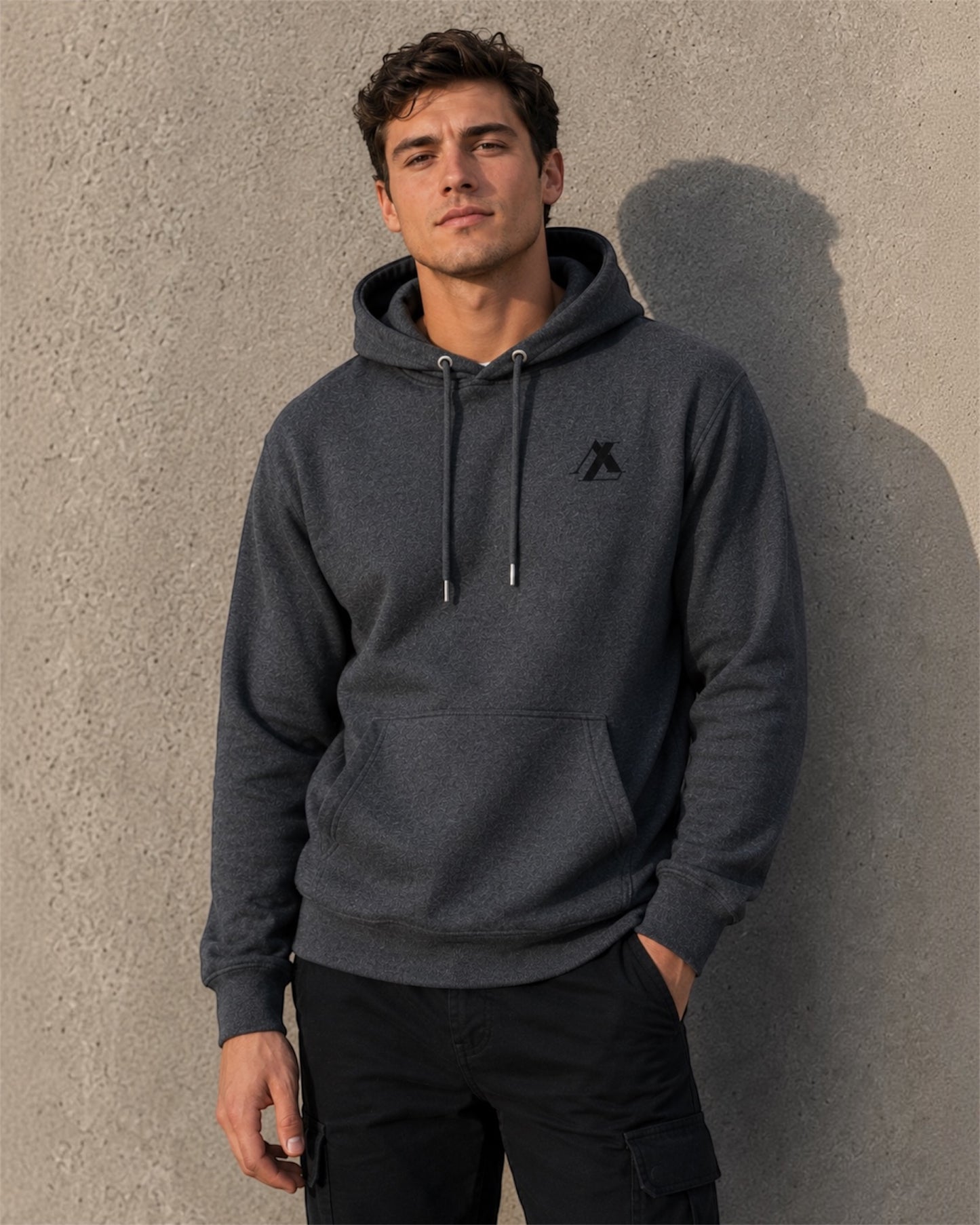 [men] Dark Heather Gray fleece hoodie