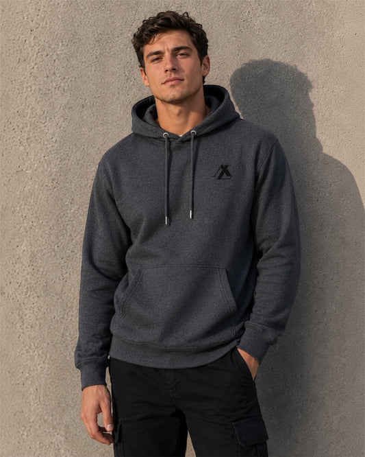 [men] Dark Heather Gray fleece hoodie