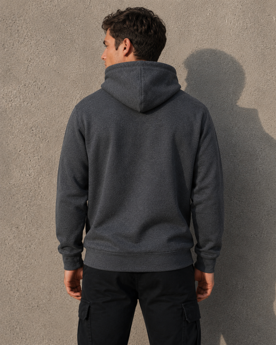 [men] Dark Heather Gray fleece hoodie