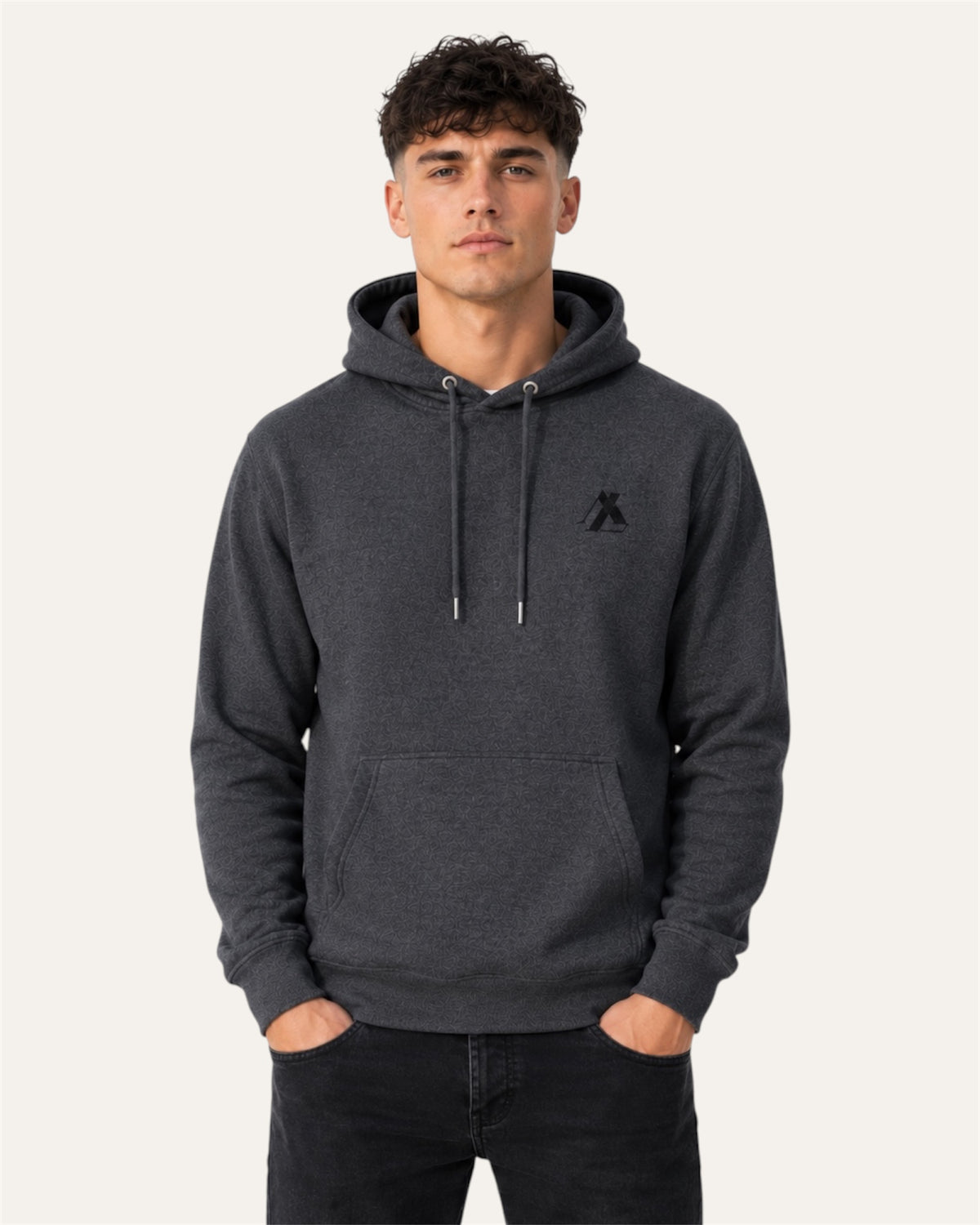 [men] Dark Heather Gray fleece hoodie