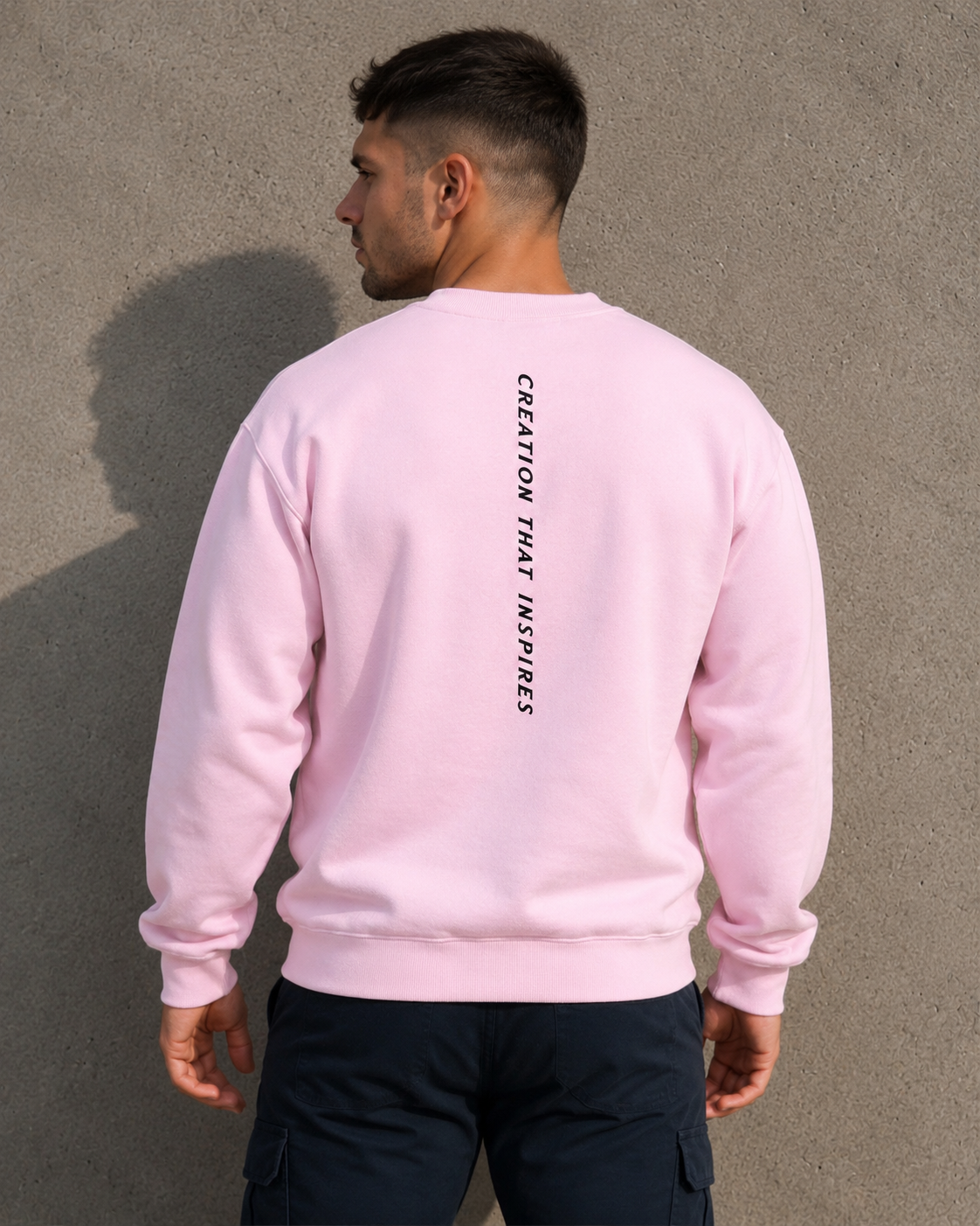 [men] light pink fleece sweatshirt