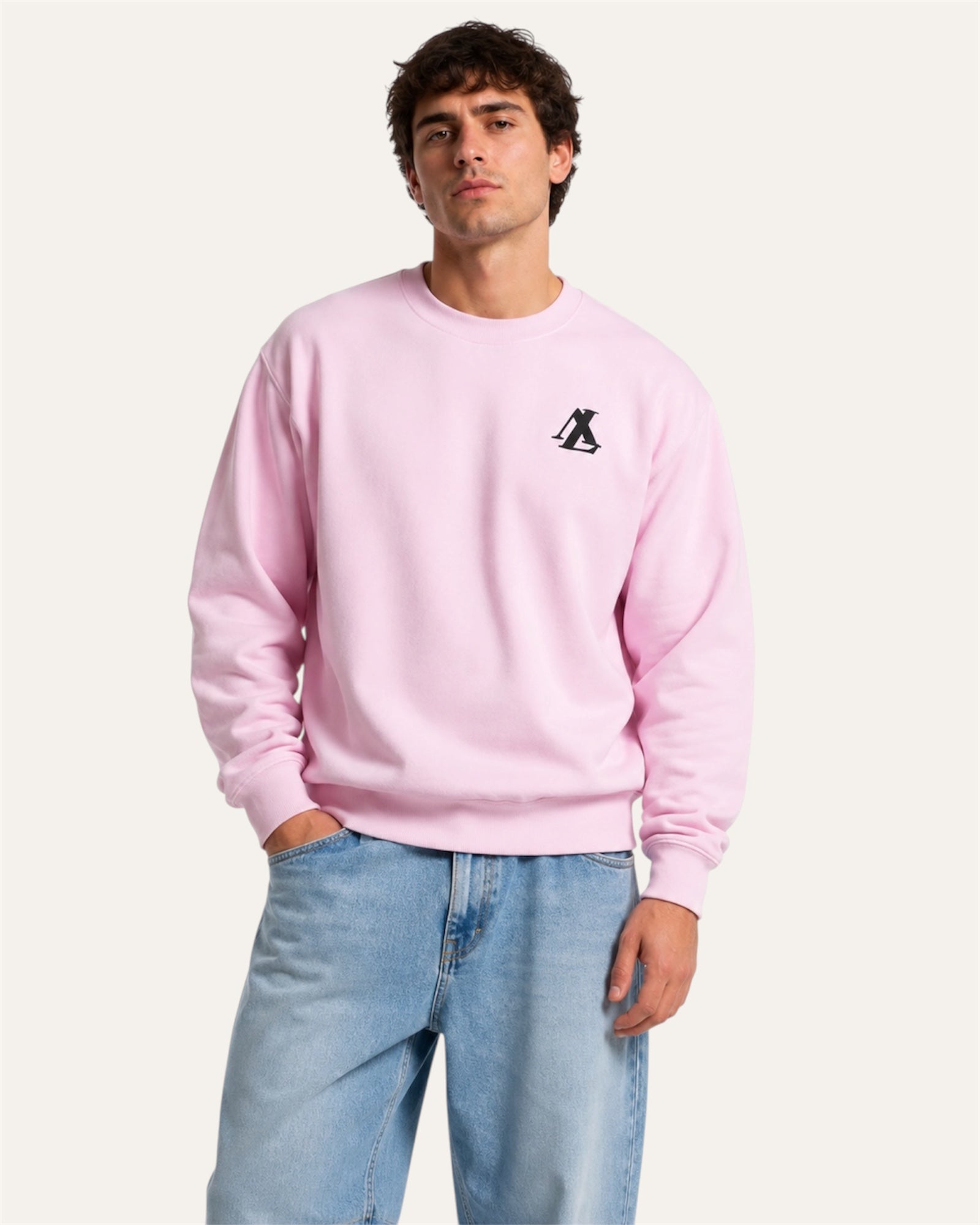 [men] light pink fleece sweatshirt